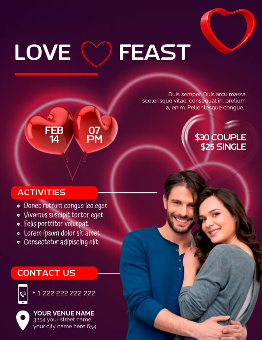 valentine's day Flyer (US Letter) template
