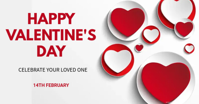 Red and White Valentine's Day Facebook Shared Image template