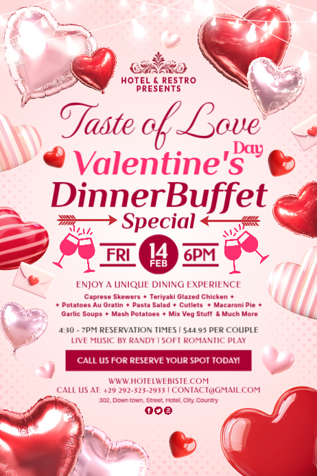 Valentine's Day Dinner Buffet Template | PosterMyWall