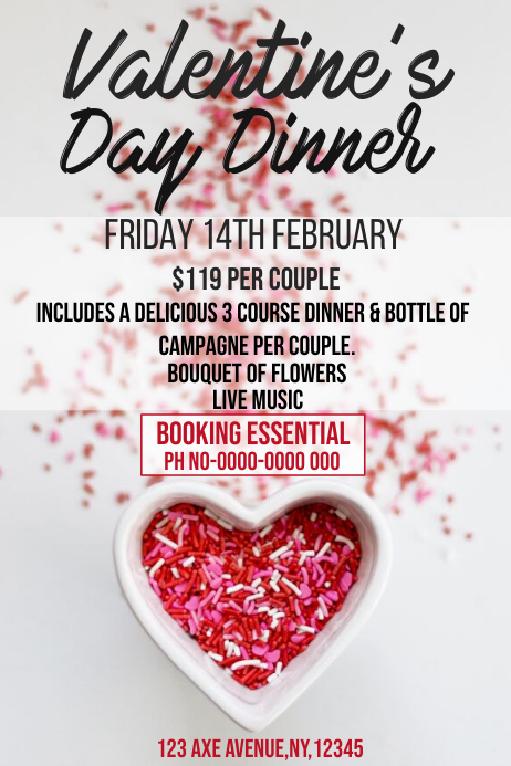VALENTINE'S DAY DINNER Template | PosterMyWall