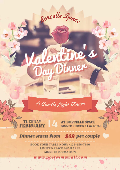 valentine's day dinner template | PosterMyWall