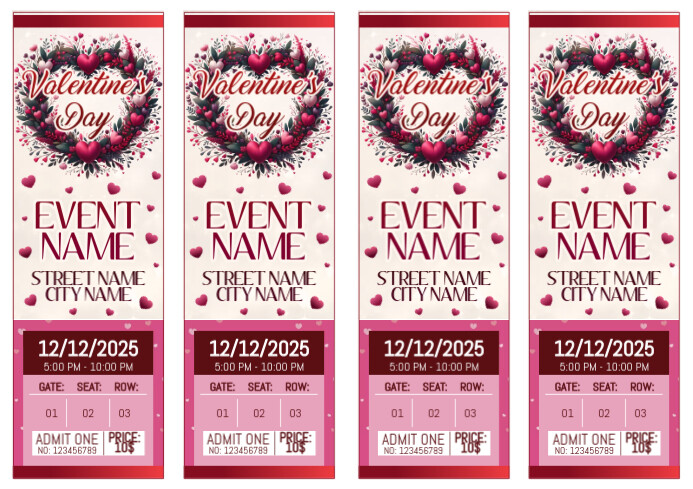 Valentine's Day Event Ticket Template Printab | PosterMyWall
