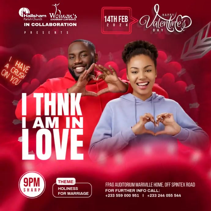 Valentine's Church flyer Instagram Post template