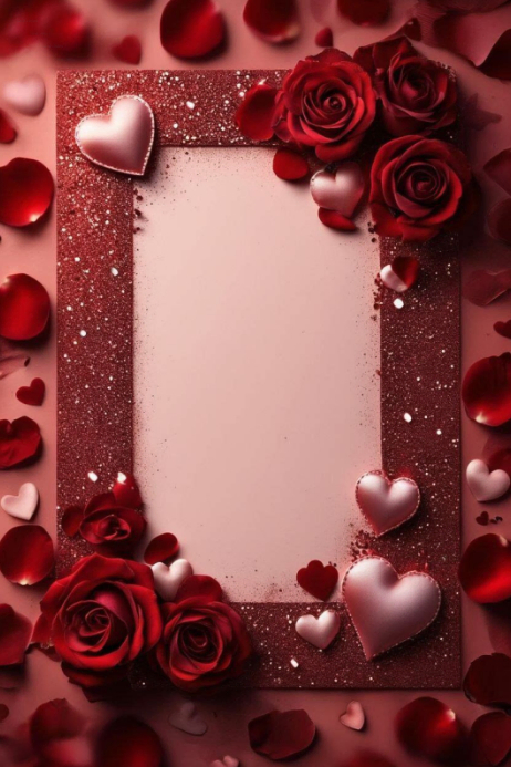 Valentine's Day Frame with Hearts and Roses Template | PosterMyWall
