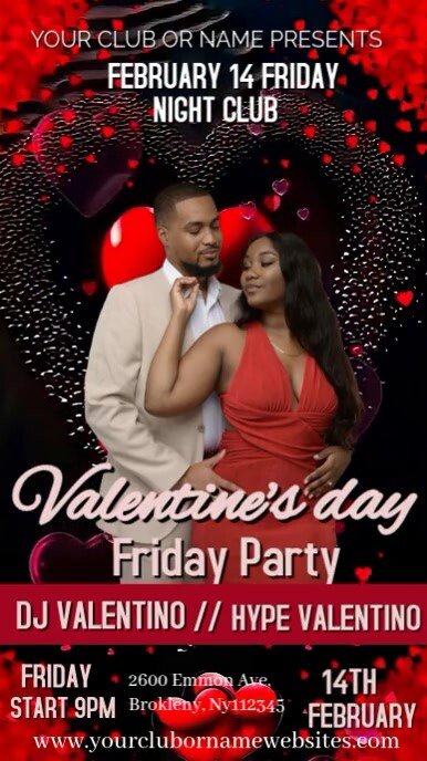 Valentine's day Friday night party video flyer Instagram Reel template