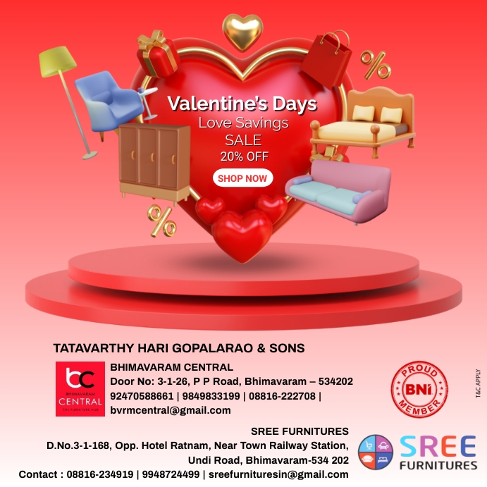 valentine's day furniture sale offer Template PosterMyWall
