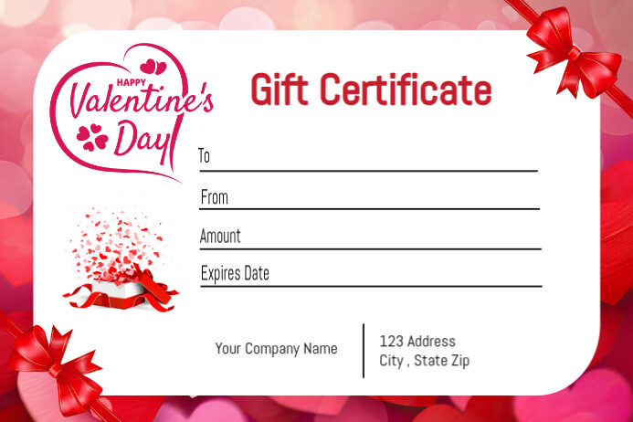 Valentine's Day Gift Certificate Template Etykieta