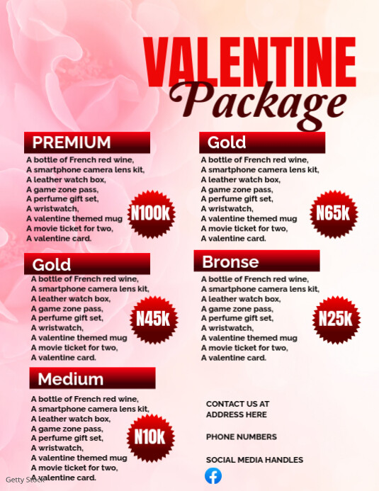 VALENTINE'S DAY GIFT PACKAGE SURPRISE Flyer (US Letter) template