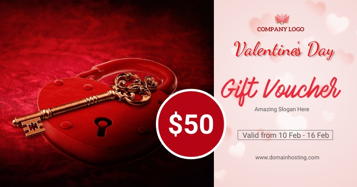 Valentine's Day Gift Voucher Obraz udostępniany na Facebooku template