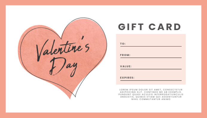 Valentine's Day Gift Voucher Template Business Card