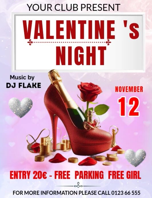 valentine's day Invitation flyer Ulotka (US Letter) template