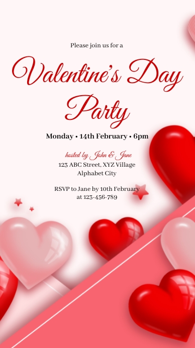 Copy of Valentine’s Day Invitation Template | PosterMyWall