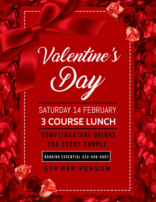 Valentine's day lunch menu Volantino (US Letter) template