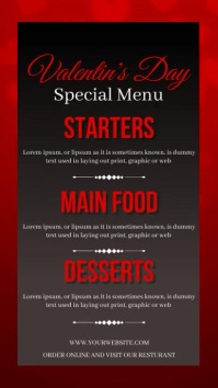 Valentine's day Menu card instagram story template