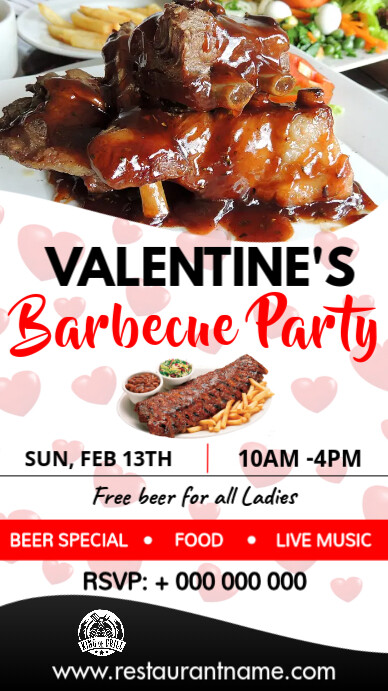 Valentine's day menu 数字显示屏 (9:16) template