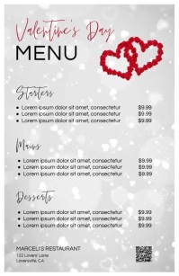 Valentine's Day Menu Template Media Página Ancho