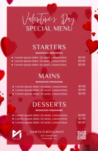 Valentine's Day Menu Template Halv side bred