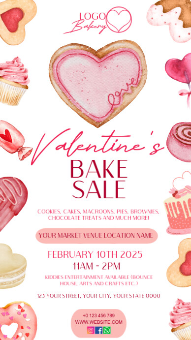 Valentine's day month weekend bake sale Template Instagram Story