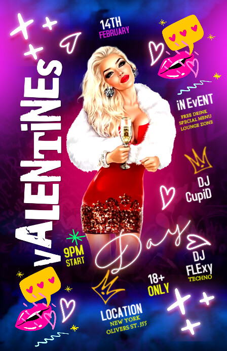 Valentine's day Night Party Tabloid template