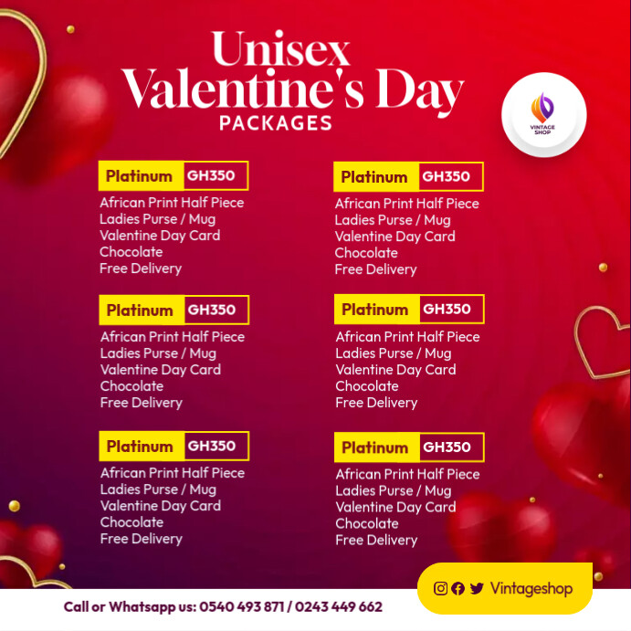 Valentine's Day Packages design for Social Media Instagram Post template