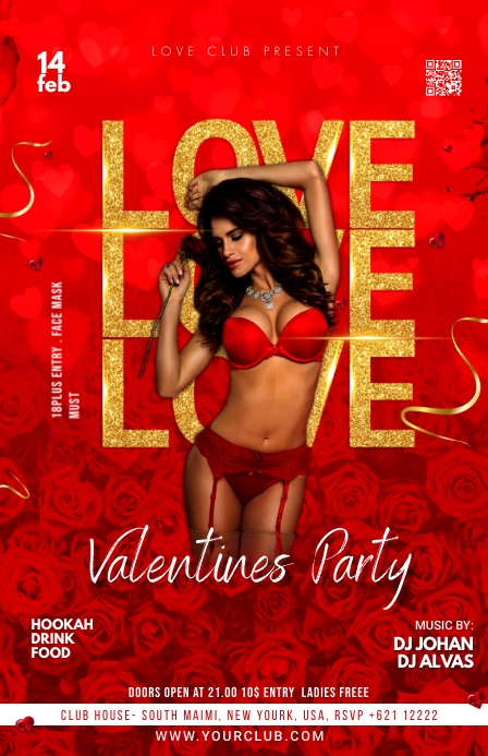Valentine's Day Party Szeroki pół strony template