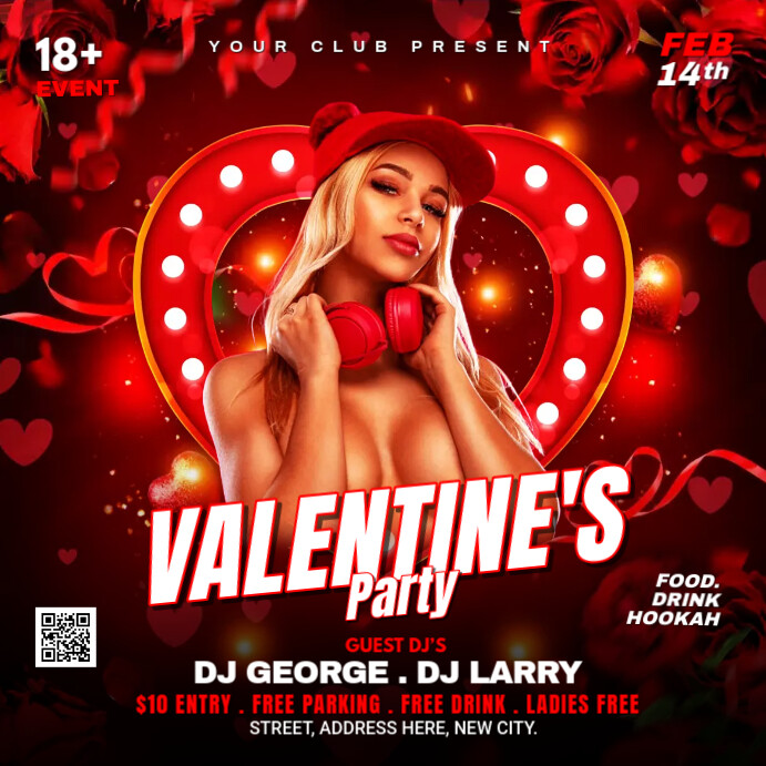 Valentine's Day party Kwadrat (1:1) template