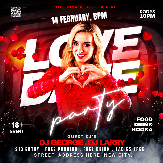 Valentine's Day Party flyer Post Instagram template