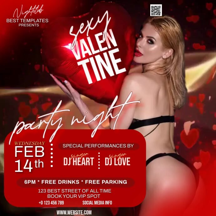 Valentine's day party invitation template Kwadrat (1:1)