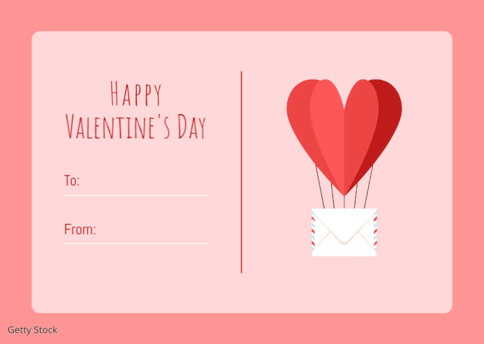 Valentine's Day Pink Pastel Hearts Postcard Pocztówka template