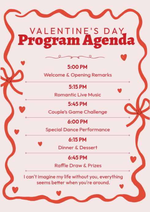 Valentine's Day Program Template | PosterMyWall