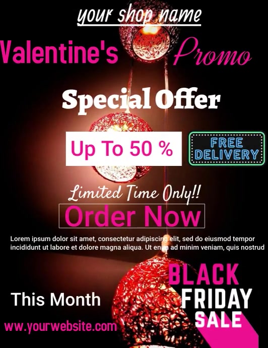 Valentine's day promo flyer template