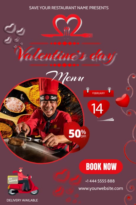 valentine's day restaurant special menu Template | PosterMyWall