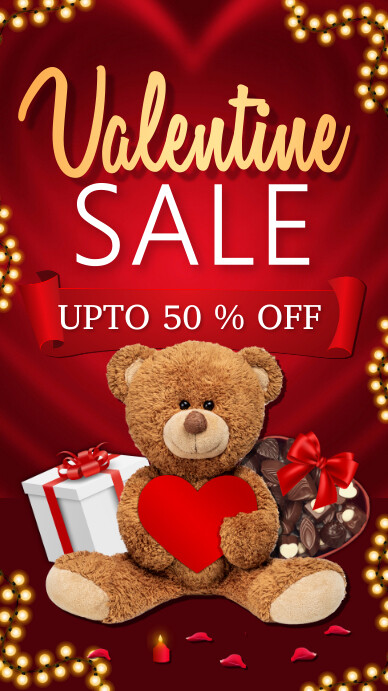 valentine's day retail, valentine's day sale Digital Display (9:16) template