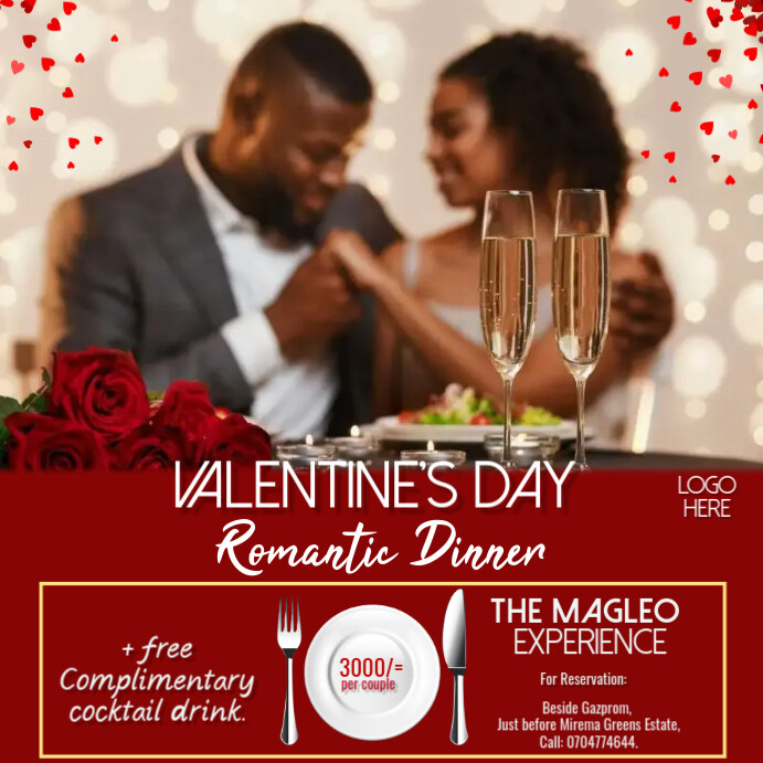 Post Design Dinner Valentine's day romantic dinner Template | PosterMyWall