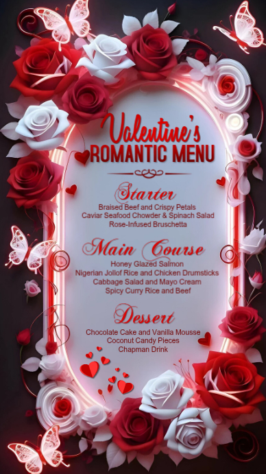Copy of Valentine's Day Romantic Menu Instagram Story | PosterMyWall