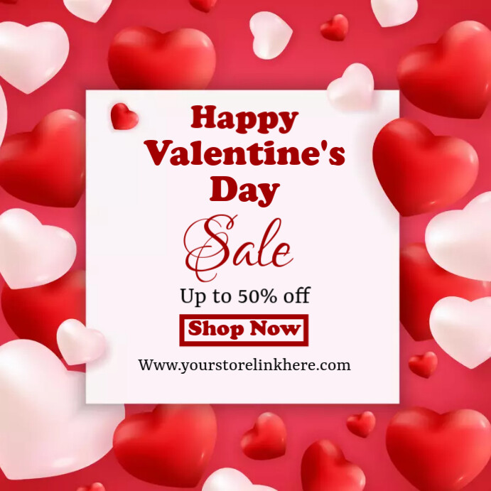 Valentine's day Sale, Valentine day discount Instagram Post template