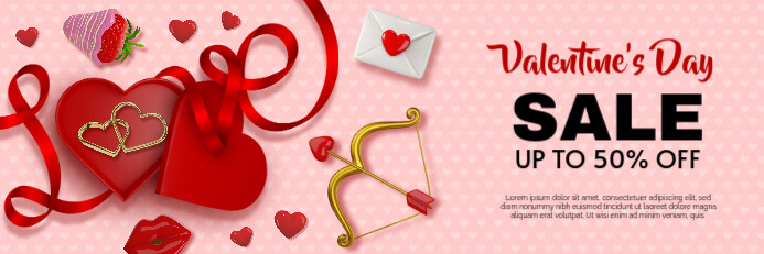 valentine's day sale banner with heart shaped gift box and 3d elements Transparent 2 stopy × 6 stóp template