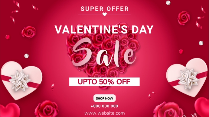 Valentine's day sale Ekran reklamowy (16:9) template