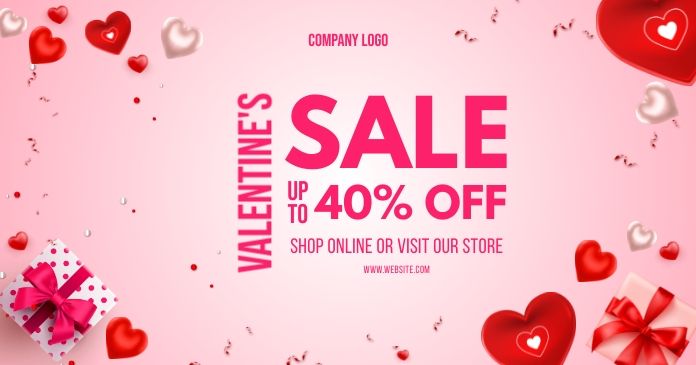 Valentine's Day Sale Facebook Shared Post Obraz udostępniany na Facebooku template