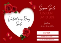Valentine's day sale flyer with heart shape A5 template