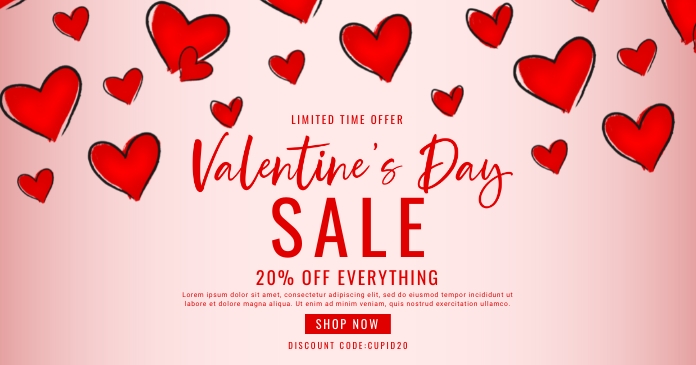 Valentine's Day Sale Marketing Advertisement Facebook Shared Image template