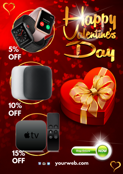 Valentine's Day Sale Poster A4 template