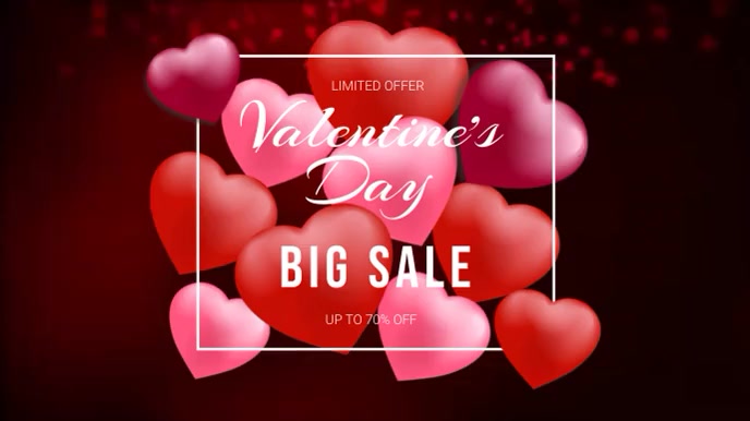Valentine's Day Sale Video Ads Ekran reklamowy (16:9) template