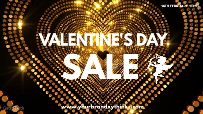 Valentine's Day Sale Video Golden Advert Amor template