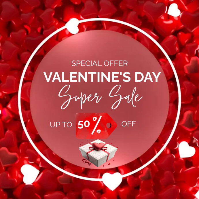 Valentine's day sales promo discount price Instagram Post template