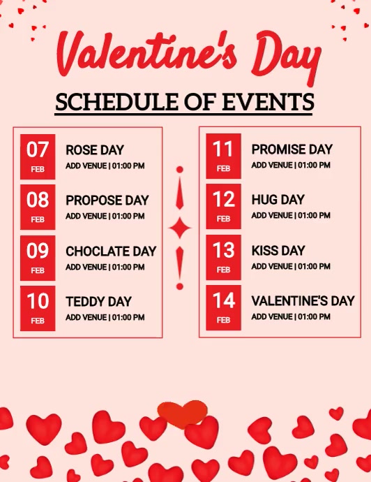 Valentine's Day Schedule Flyer Template | PosterMyWall