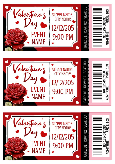Copy of Valentine #39 s Day Ticket Template Printable PosterMyWall Copy of Valentine #39 s Day Ticket Template Printable PosterMyWall