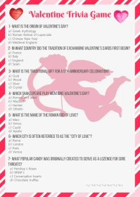 Valentine's Day Trivia Game A6 template