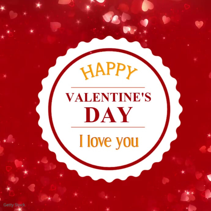 Valentine's Day Video Greeting Card Love You Square (1:1) template