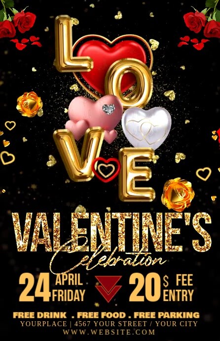 valentine's Half Page Wide template